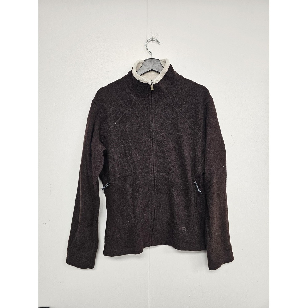 Mountain Hardwear Jacket Womens Large Brown Wool Fleece Lined Full Zip Outdoor - Picture 1 of 8